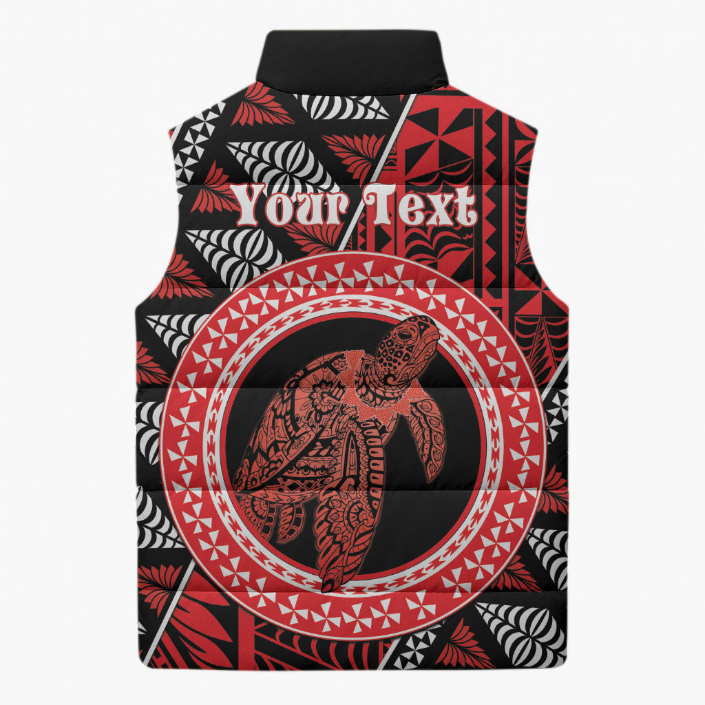 Personalised Tonga Language Week Sleeveless Puffer Jacket Heilala Turtle Malo E Lelei LT22 - Polynesian Pride