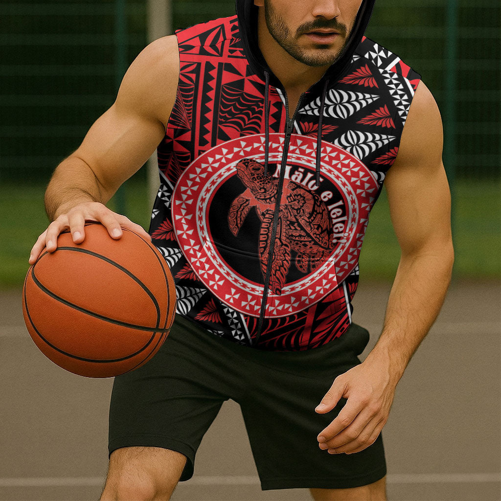 Personalised Tonga Language Week Sleeveless Zip Hoodie Heilala Turtle Malo E Lelei LT22 - Polynesian Pride