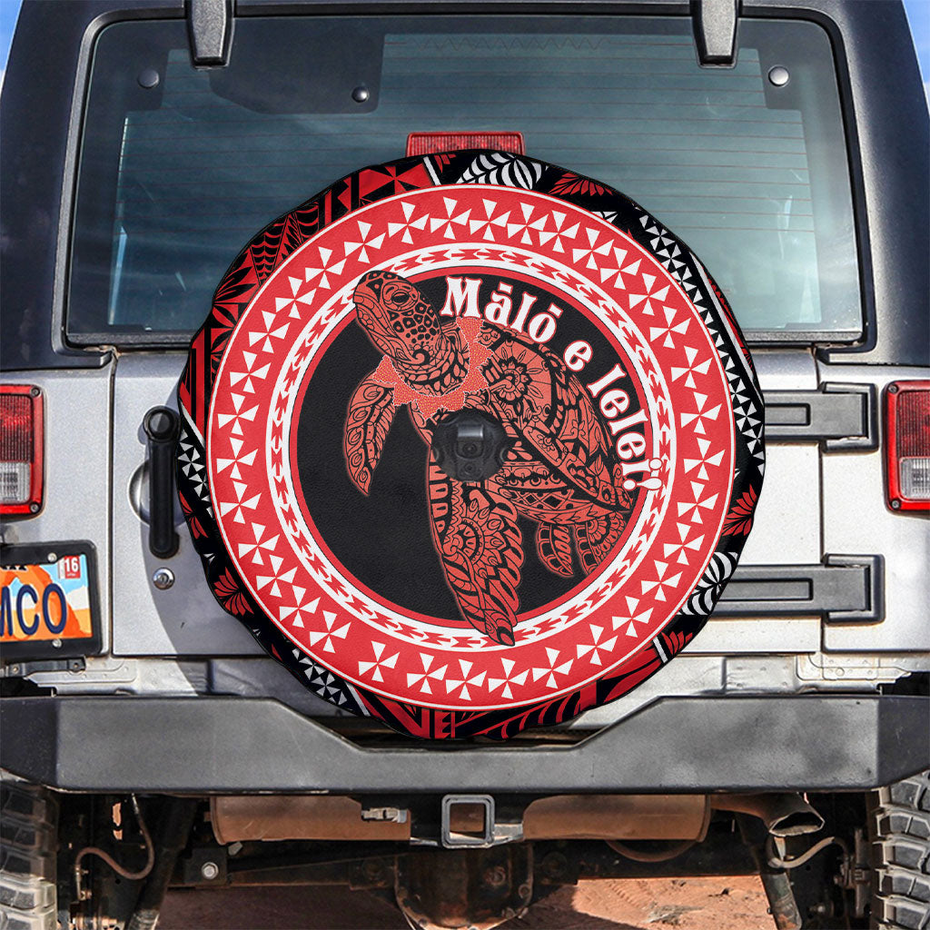 Tonga Language Week Spare Tire Cover Heilala Turtle Malo E Lelei LT22 Red - Polynesian Pride