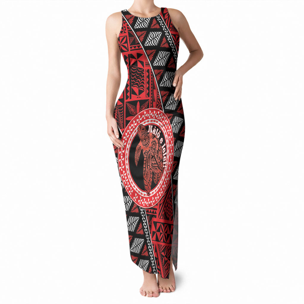 Personalised Tonga Language Week Tank Maxi Dress Heilala Turtle Malo E Lelei LT22 Women Red - Polynesian Pride