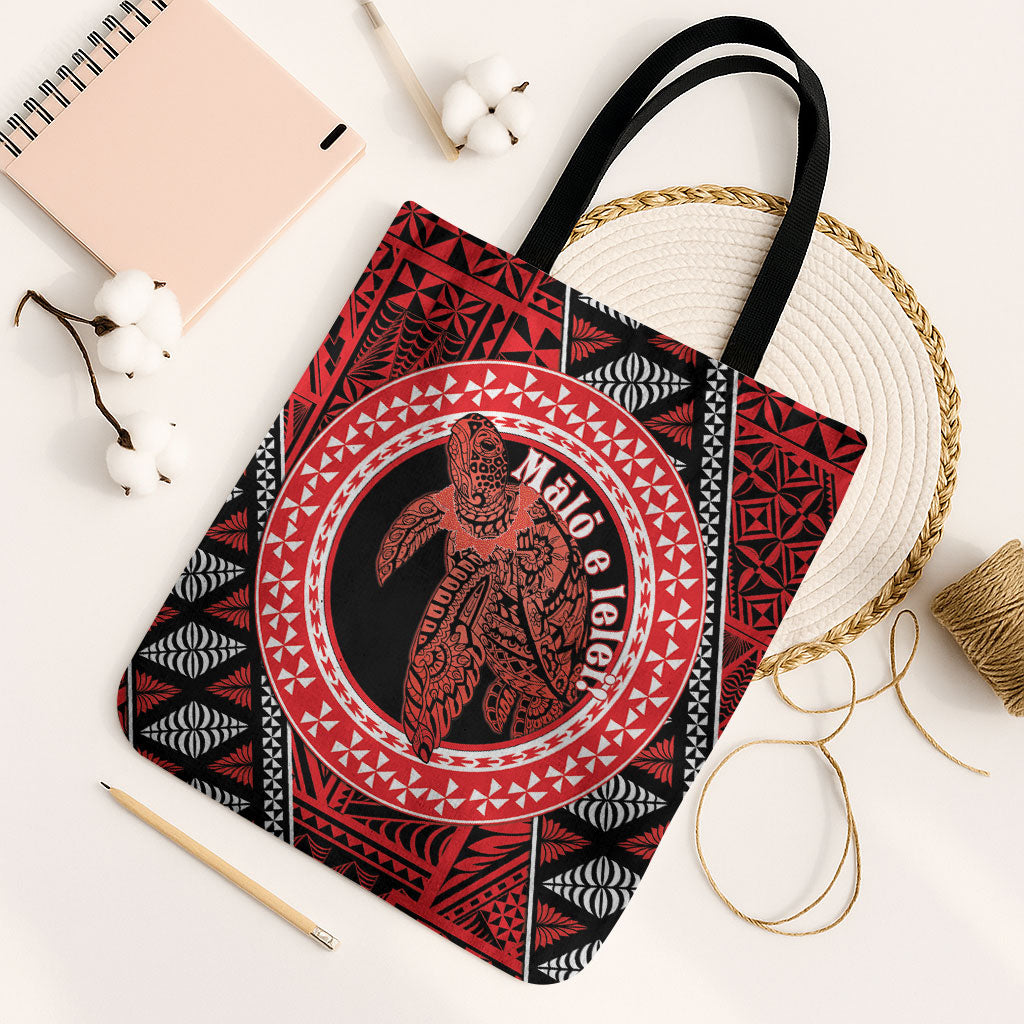 Tonga Language Week Tote Bag Heilala Turtle Malo E Lelei LT22 Black Strap One Size Red - Polynesian Pride