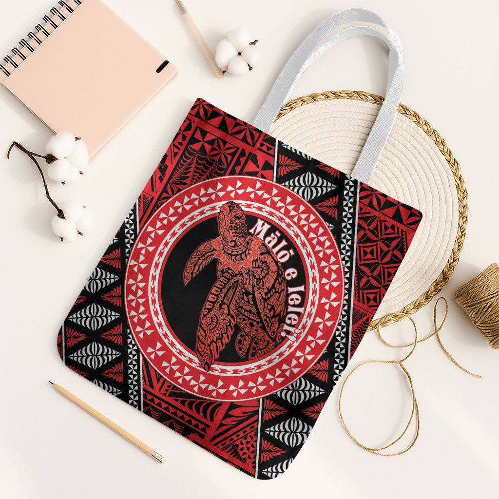 Tonga Language Week Tote Bag Heilala Turtle Malo E Lelei LT22 White Strap One Size Red - Polynesian Pride