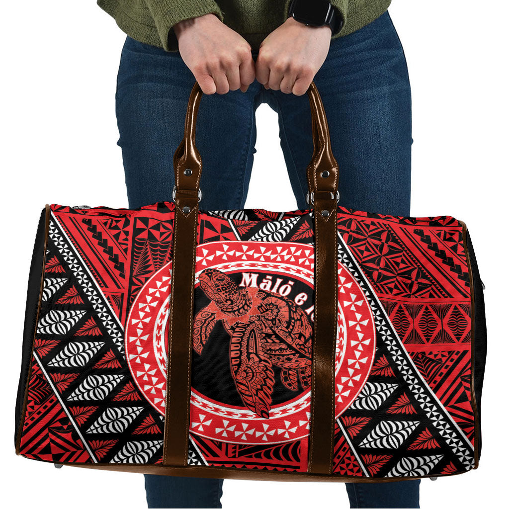 Tonga Language Week Travel Bag Heilala Turtle Malo E Lelei LT22 Red - Polynesian Pride
