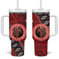 Personalised Tonga Language Week Tumbler With Handle Heilala Turtle Malo E Lelei LT22 One Size: 40 oz Red - Polynesian Pride