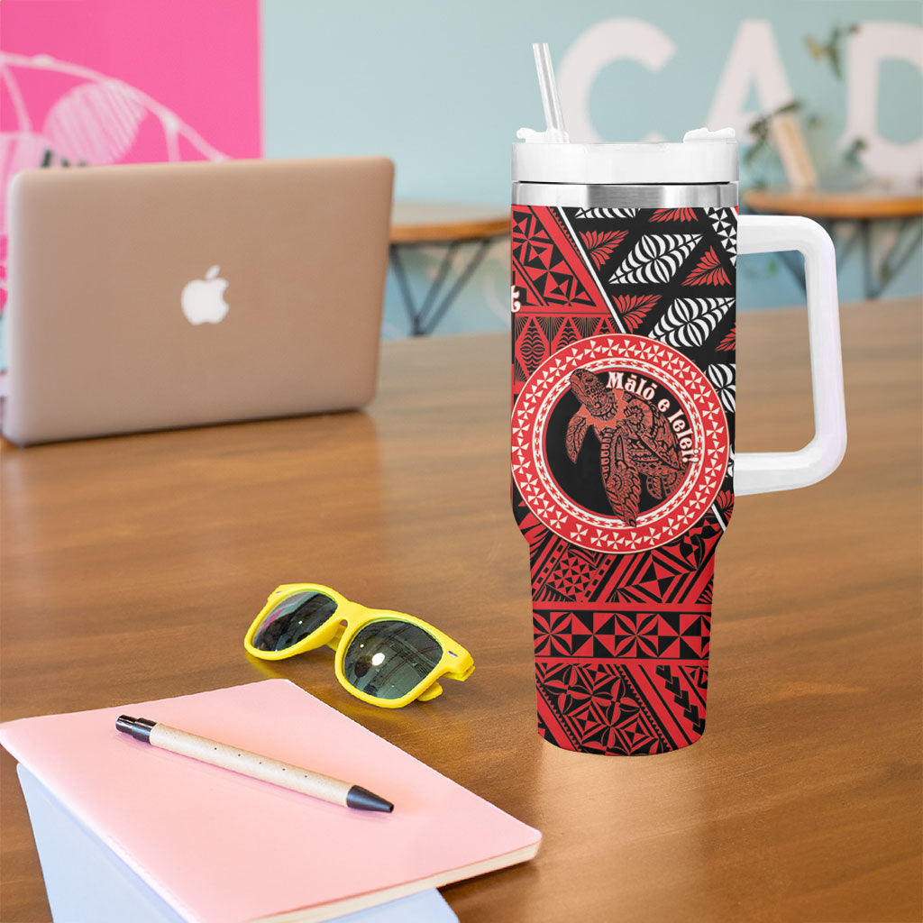 Personalised Tonga Language Week Tumbler With Handle Heilala Turtle Malo E Lelei LT22 - Polynesian Pride