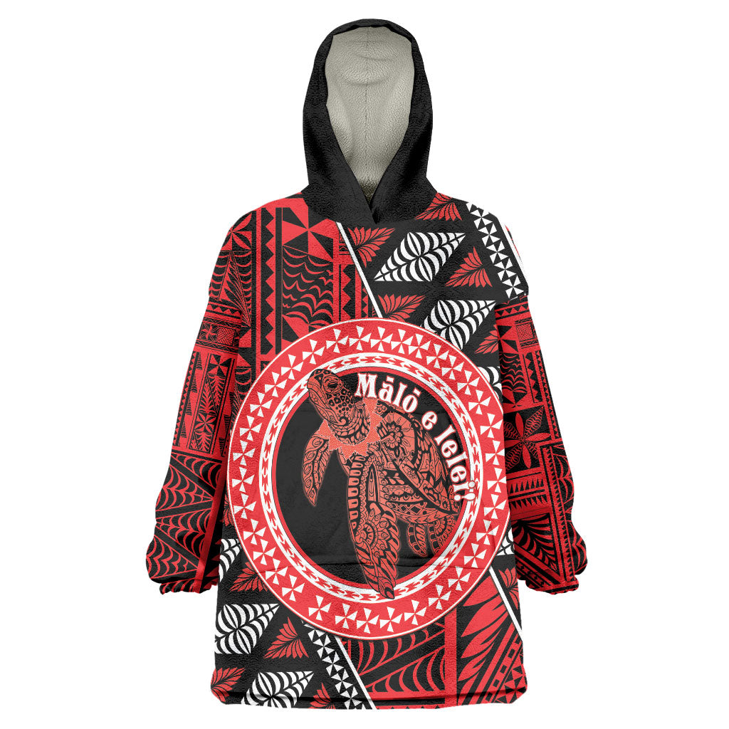 Personalised Tonga Language Week Wearable Blanket Hoodie Heilala Turtle Malo E Lelei LT22 One Size Red - Polynesian Pride