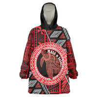 Personalised Tonga Language Week Wearable Blanket Hoodie Heilala Turtle Malo E Lelei LT22 One Size Red - Polynesian Pride