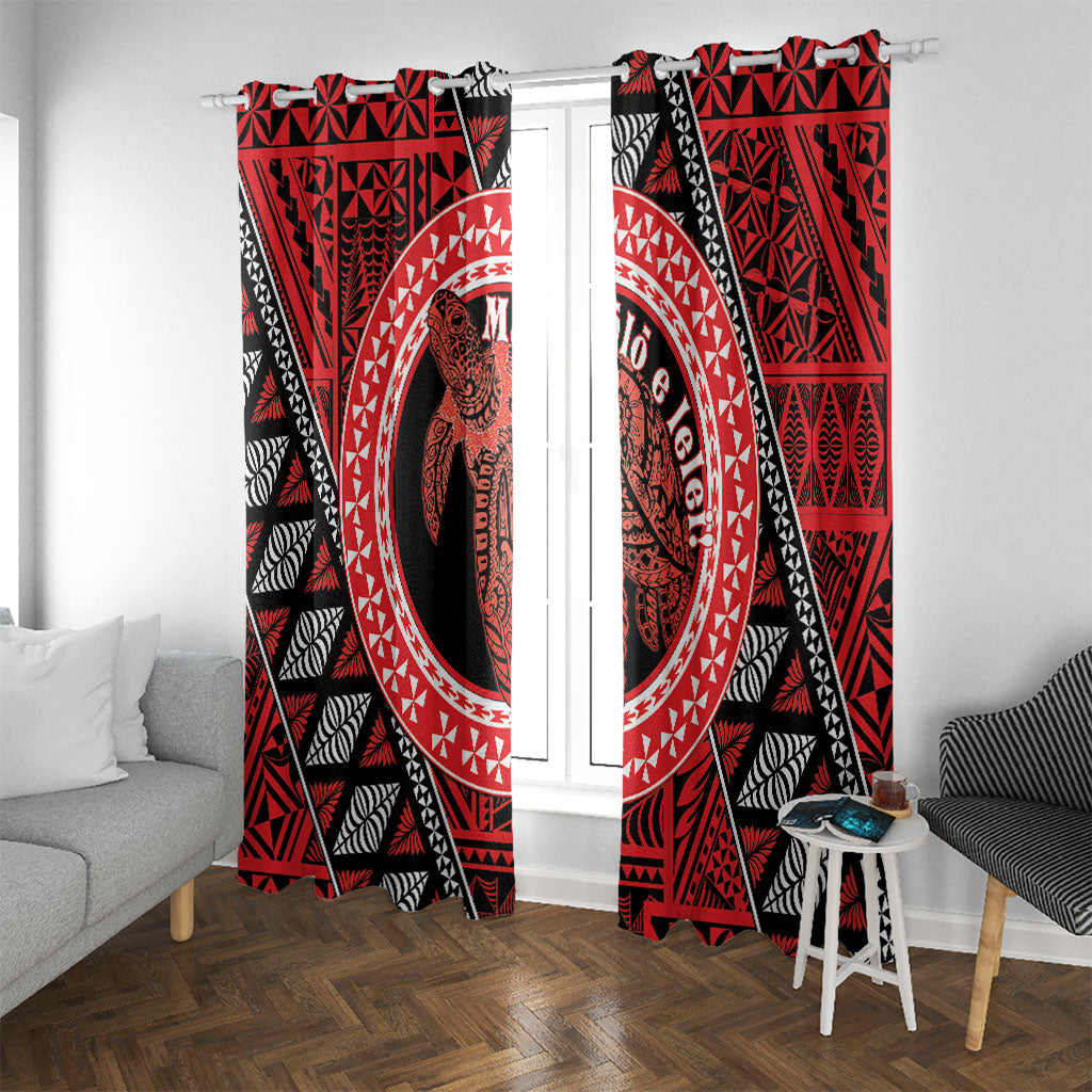 Tonga Language Week Window Curtain Heilala Turtle Malo E Lelei LT22 With Grommets Red - Polynesian Pride