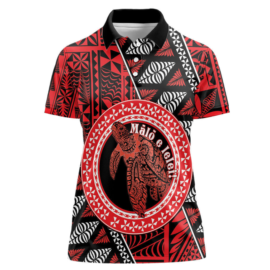 Personalised Tonga Language Week Women Polo Shirt Heilala Turtle Malo E Lelei LT22 Female Red - Polynesian Pride