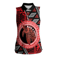 Personalised Tonga Language Week Women Sleeveless Polo Shirt Heilala Turtle Malo E Lelei LT22 Female Red - Polynesian Pride