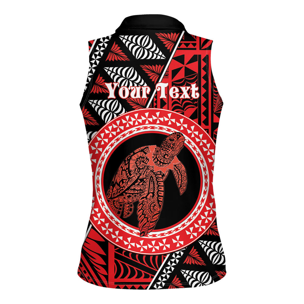Personalised Tonga Language Week Women Sleeveless Polo Shirt Heilala Turtle Malo E Lelei LT22 - Polynesian Pride