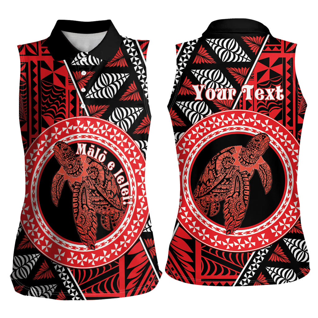Personalised Tonga Language Week Women Sleeveless Polo Shirt Heilala Turtle Malo E Lelei LT22 - Polynesian Pride