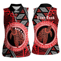 Personalised Tonga Language Week Women Sleeveless Polo Shirt Heilala Turtle Malo E Lelei LT22 - Polynesian Pride