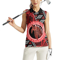 Personalised Tonga Language Week Women Sleeveless Polo Shirt Heilala Turtle Malo E Lelei LT22 - Polynesian Pride