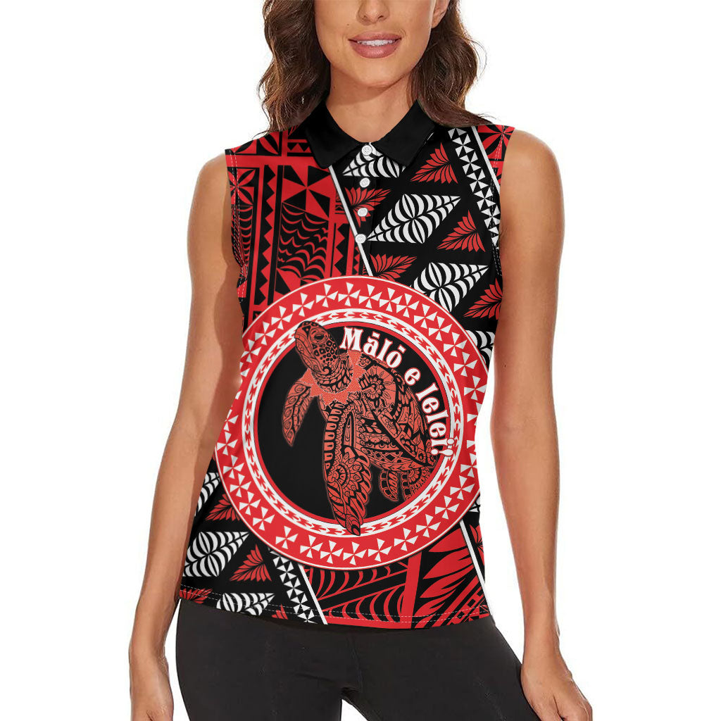 Personalised Tonga Language Week Women Sleeveless Polo Shirt Heilala Turtle Malo E Lelei LT22 - Polynesian Pride