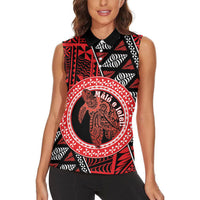 Personalised Tonga Language Week Women Sleeveless Polo Shirt Heilala Turtle Malo E Lelei LT22 - Polynesian Pride