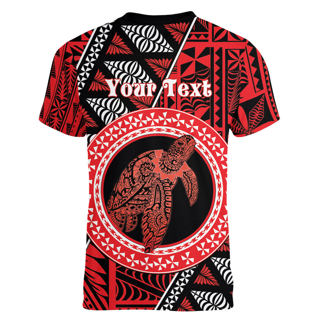 Personalised Tonga Language Week Women V-Neck T-Shirt Heilala Turtle Malo E Lelei LT22 - Polynesian Pride