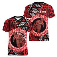 Personalised Tonga Language Week Women V-Neck T-Shirt Heilala Turtle Malo E Lelei LT22 - Polynesian Pride