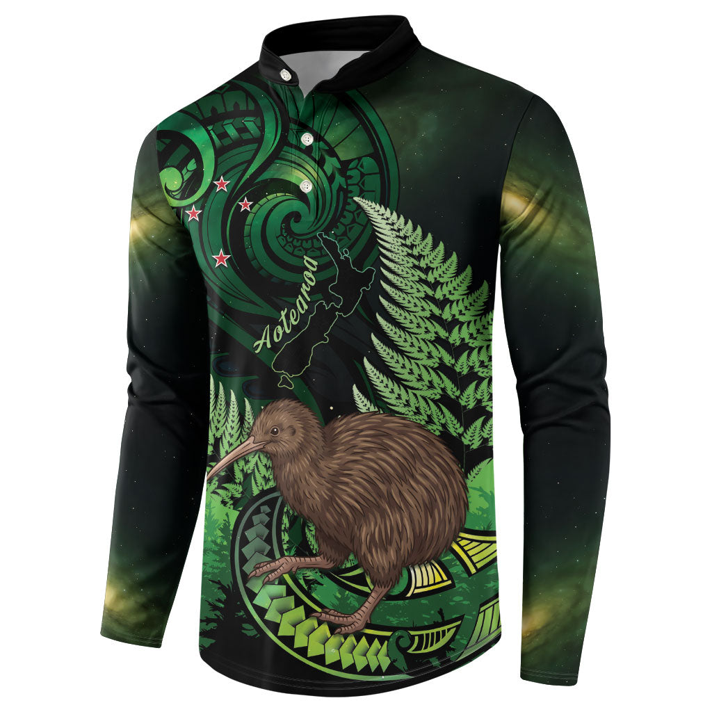 Kiwi New Zealand Personalised Button Sweatshirt Aotearoa Map Silver Fern Koru Pattern