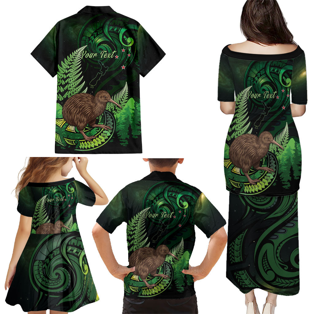 Kiwi New Zealand Personalised Family Matching Puletasi and Hawaiian Shirt Aotearoa Map Silver Fern Koru Pattern LT22 - Polynesian Pride