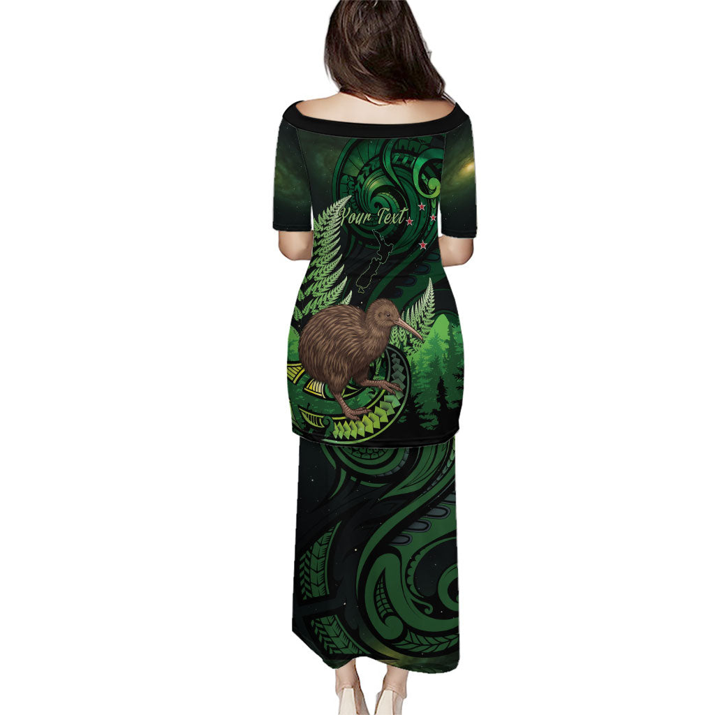 Kiwi New Zealand Personalised Family Matching Puletasi and Hawaiian Shirt Aotearoa Map Silver Fern Koru Pattern LT22 - Polynesian Pride