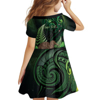 Kiwi New Zealand Personalised Family Matching Summer Maxi Dress and Hawaiian Shirt Aotearoa Map Silver Fern Koru Pattern LT22 - Polynesian Pride