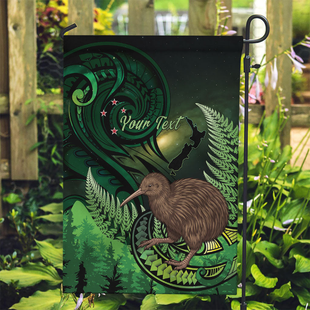 Kiwi New Zealand Personalised Garden Flag Aotearoa Map Silver Fern Koru Pattern