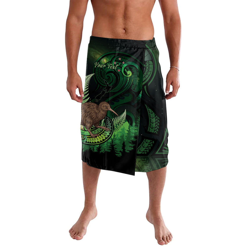 Kiwi New Zealand Personalised Lavalava Aotearoa Map Silver Fern Koru Pattern