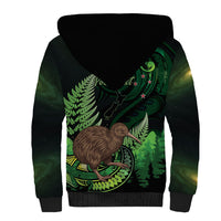 Kiwi New Zealand Personalised Sherpa Hoodie Aotearoa Map Silver Fern Koru Pattern