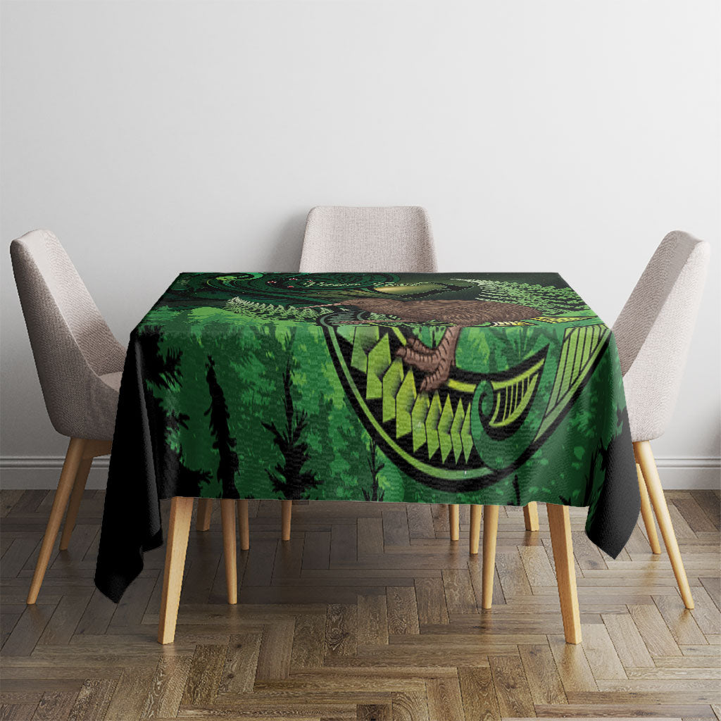 Kiwi New Zealand Personalised Tablecloth Aotearoa Map Silver Fern Koru Pattern