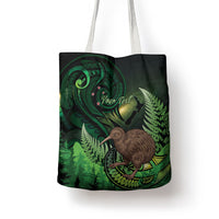 Kiwi New Zealand Personalised Tote Bag Aotearoa Map Silver Fern Koru Pattern