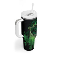 Kiwi New Zealand Personalised Tumbler With Handle Aotearoa Map Silver Fern Koru Pattern