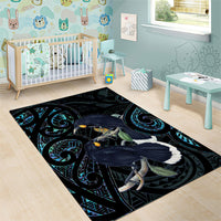 New Zealand Huia Bird Area Rug Paua Shell Maori Pattern