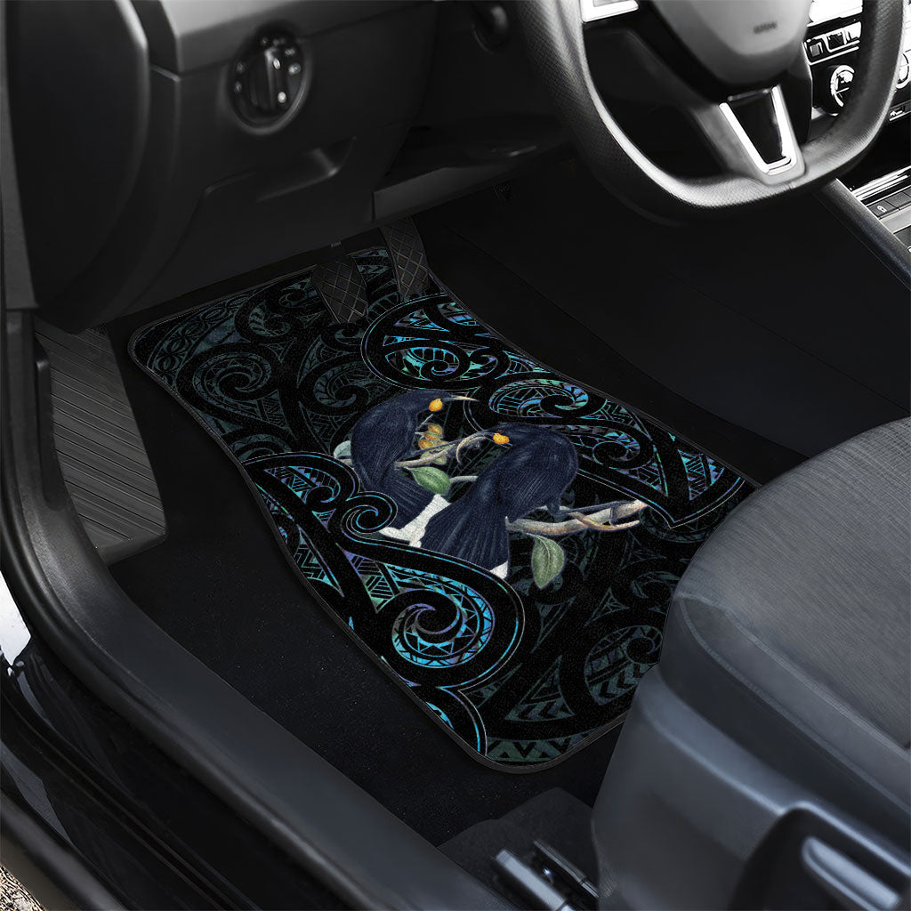 New Zealand Huia Bird Car Mats Paua Shell Maori Pattern
