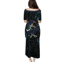 New Zealand Huia Bird Family Matching Puletasi and Hawaiian Shirt Paua Shell Maori Pattern LT22 - Polynesian Pride