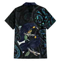 New Zealand Huia Bird Family Matching Short Sleeve Bodycon Dress and Hawaiian Shirt Paua Shell Maori Pattern LT22 - Polynesian Pride