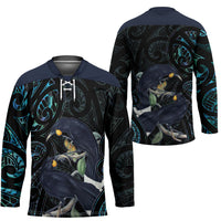 New Zealand Huia Bird Hockey Jersey Paua Shell Maori Pattern