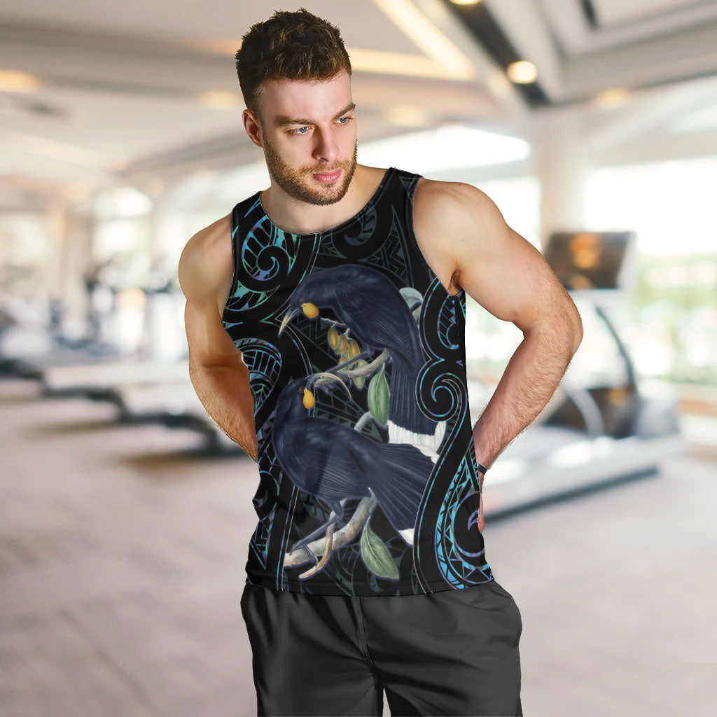 New Zealand Huia Bird Men Tank Top Paua Shell Maori Pattern LT22 Black - Polynesian Pride