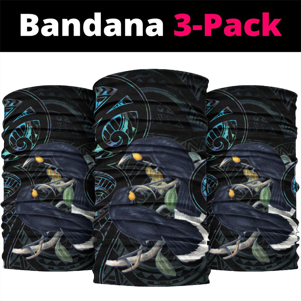 New Zealand Huia Bird Neck Gaiter Paua Shell Maori Pattern LT22 package One Size: 25*50cm Black - Polynesian Pride