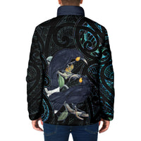 New Zealand Huia Bird Padded Jacket Paua Shell Maori Pattern