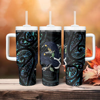 New Zealand Huia Bird Tumbler With Handle Paua Shell Maori Pattern