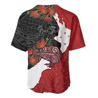Kiwi New Zealand Personalised Baseball Jersey NZ Map Pohutukawa Fern Maori Pattern LT22 - Polynesian Pride