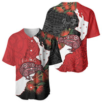 Kiwi New Zealand Personalised Baseball Jersey NZ Map Pohutukawa Fern Maori Pattern LT22 - Polynesian Pride