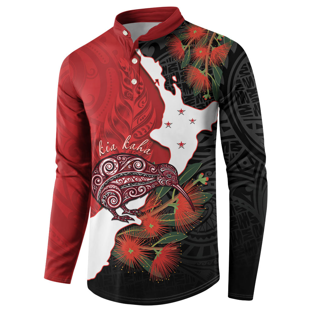Kiwi New Zealand Personalised Button Sweatshirt NZ Map Pohutukawa Fern Maori Pattern