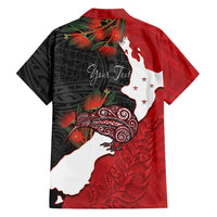 Kiwi New Zealand Personalised Family Matching Off The Shoulder Long Sleeve Dress and Hawaiian Shirt NZ Map Pohutukawa Fern Maori Pattern LT22 - Polynesian Pride