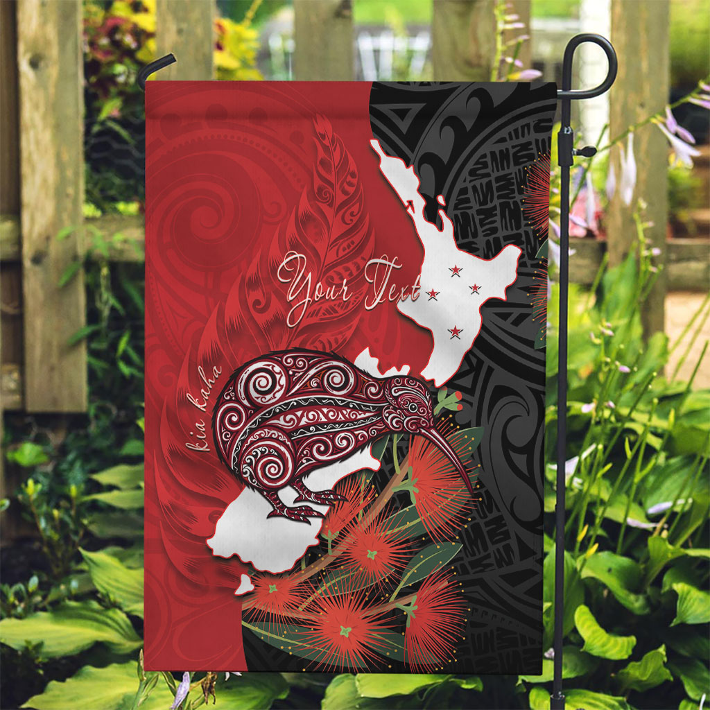 Kiwi New Zealand Personalised Garden Flag NZ Map Pohutukawa Fern Maori Pattern