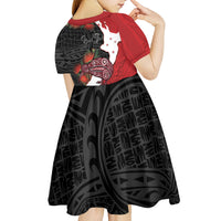 Kiwi New Zealand Personalised Kid Short Sleeve Dress NZ Map Pohutukawa Fern Maori Pattern LT22 - Polynesian Pride