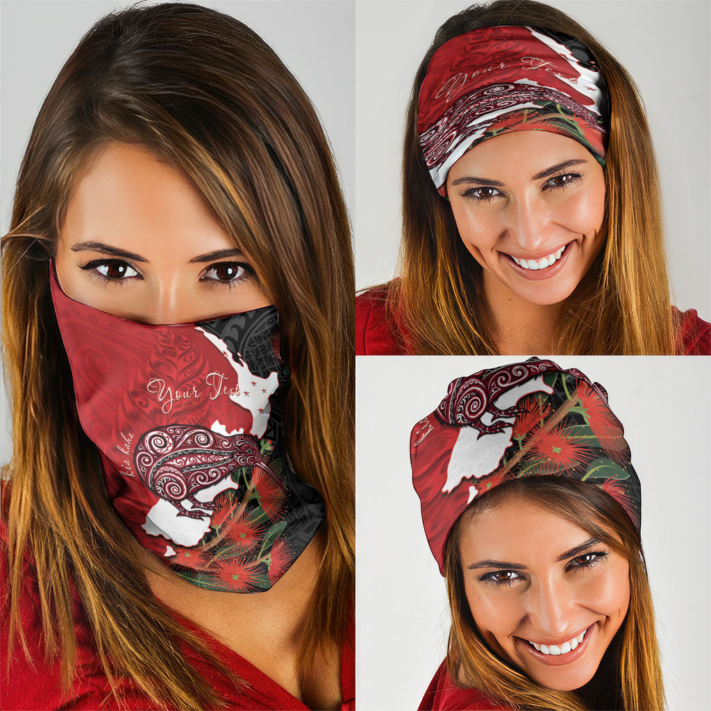 Kiwi New Zealand Personalised Neck Gaiter NZ Map Pohutukawa Fern Maori Pattern