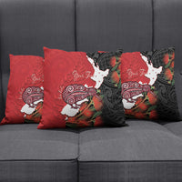Kiwi New Zealand Personalised Pillow Cover NZ Map Pohutukawa Fern Maori Pattern