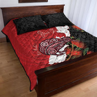 Kiwi New Zealand Personalised Quilt Bed Set NZ Map Pohutukawa Fern Maori Pattern